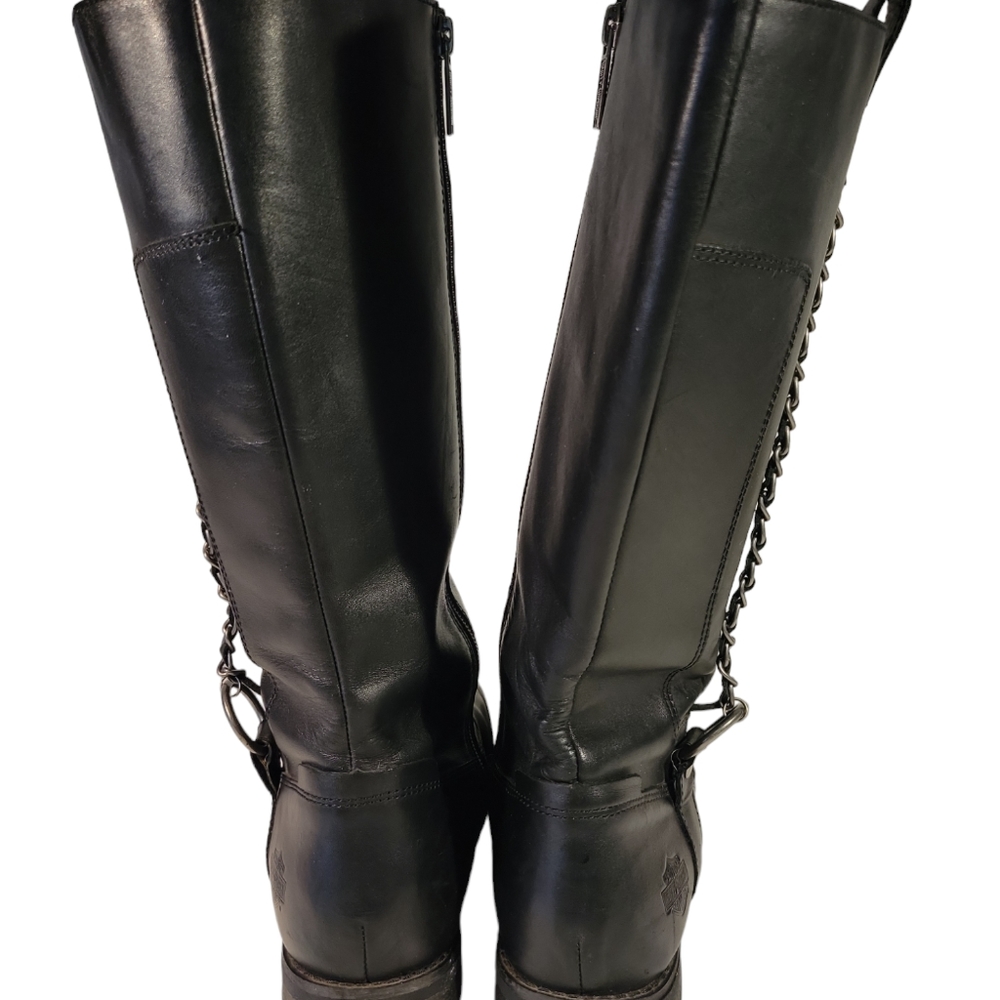 Women's Harley Davidson Tall Knee High Black Leather Boots Size 10 - Picture 6 of 9
